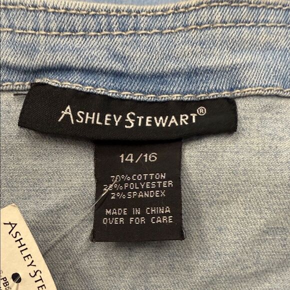 Ashley Stewart Light Blue Denim Jean set Lace up top size 14/16 jeans size 14 - Picture 13 of 14